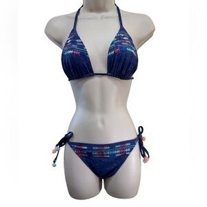 AERIE POM POM EMBROIDERY BIKINI TOP and BOTTOM